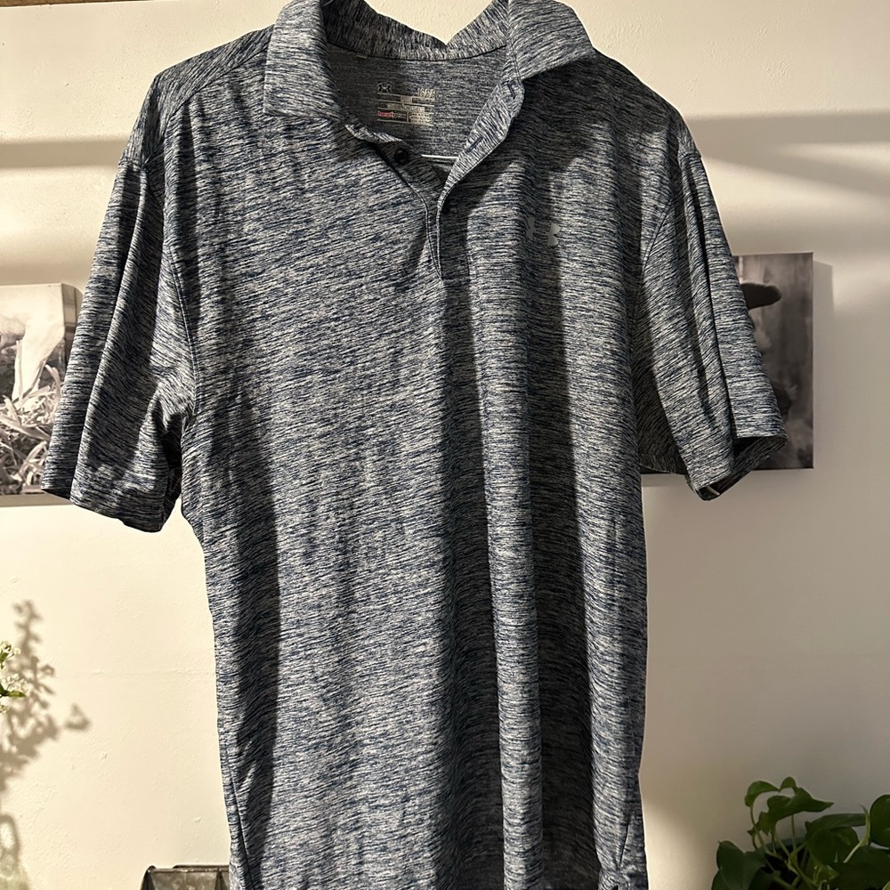 EUC Men’s Under Armour Blue and Gray Large Polo